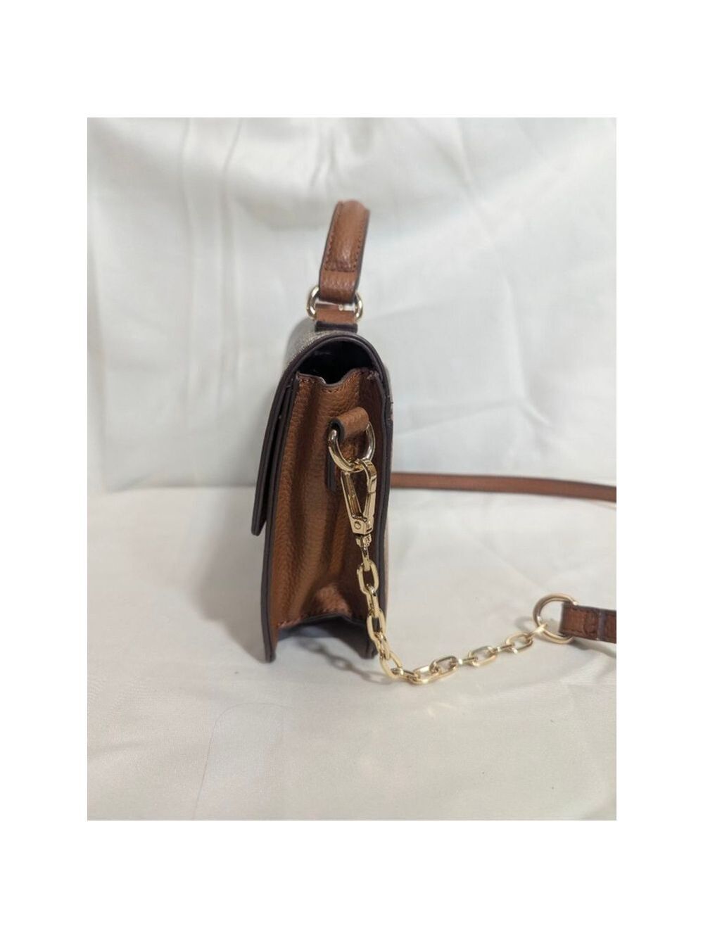 Anne Klein Logo Crossbody Convertible Shoulder Bag Brown Tan - Picture 3 of 13
